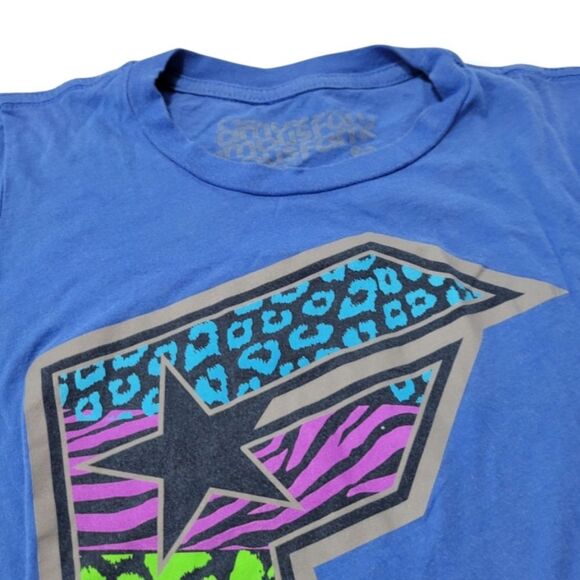 Famous Stars & Straps Top Size Small Women's Baby Tee Graphic Print T-Shirt Blue - Picture 3 of 6